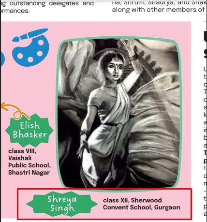 Shreya Singh 's sketch work got published in NIE edition.
